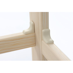 Cama infantil natural de madera en bruto, forma de casa con barandilla 160x80cm